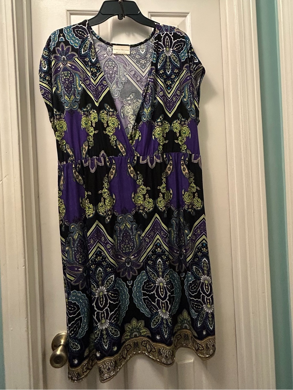 Purple Black Paisley Print Dress